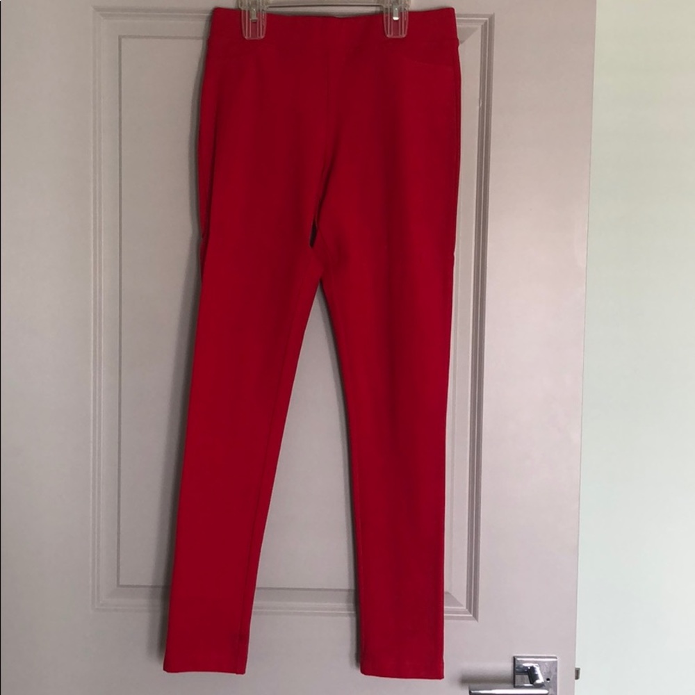 Red Stretchy Pull-On Pants